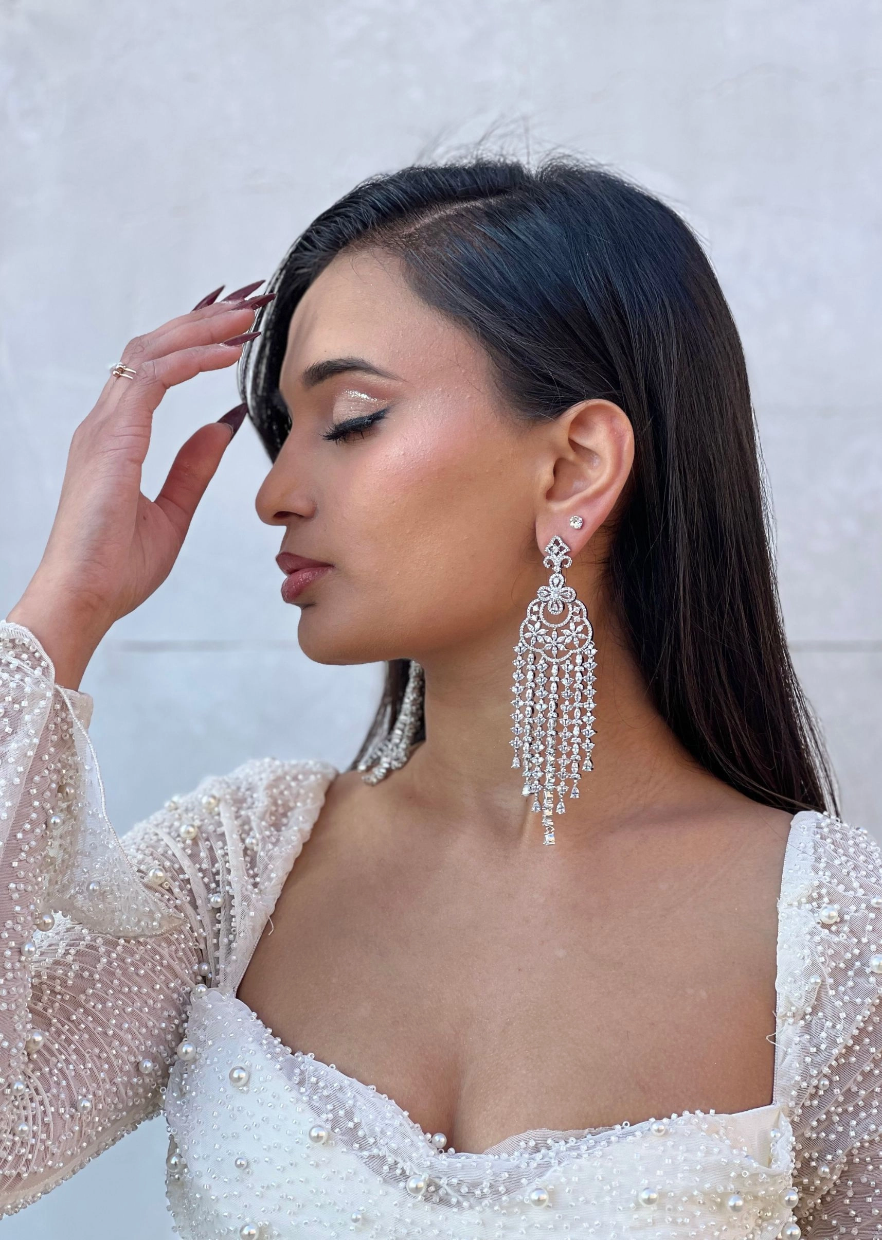 HIGH GRADE AMERICAN DIAMOND EARRINGS, AMERICAN DIAMOND JEWELLERY